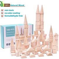 Personnaliser ensemble de blocs de construction éducatifs en bois naturel bricolage pour maison en rondins pour enfants
