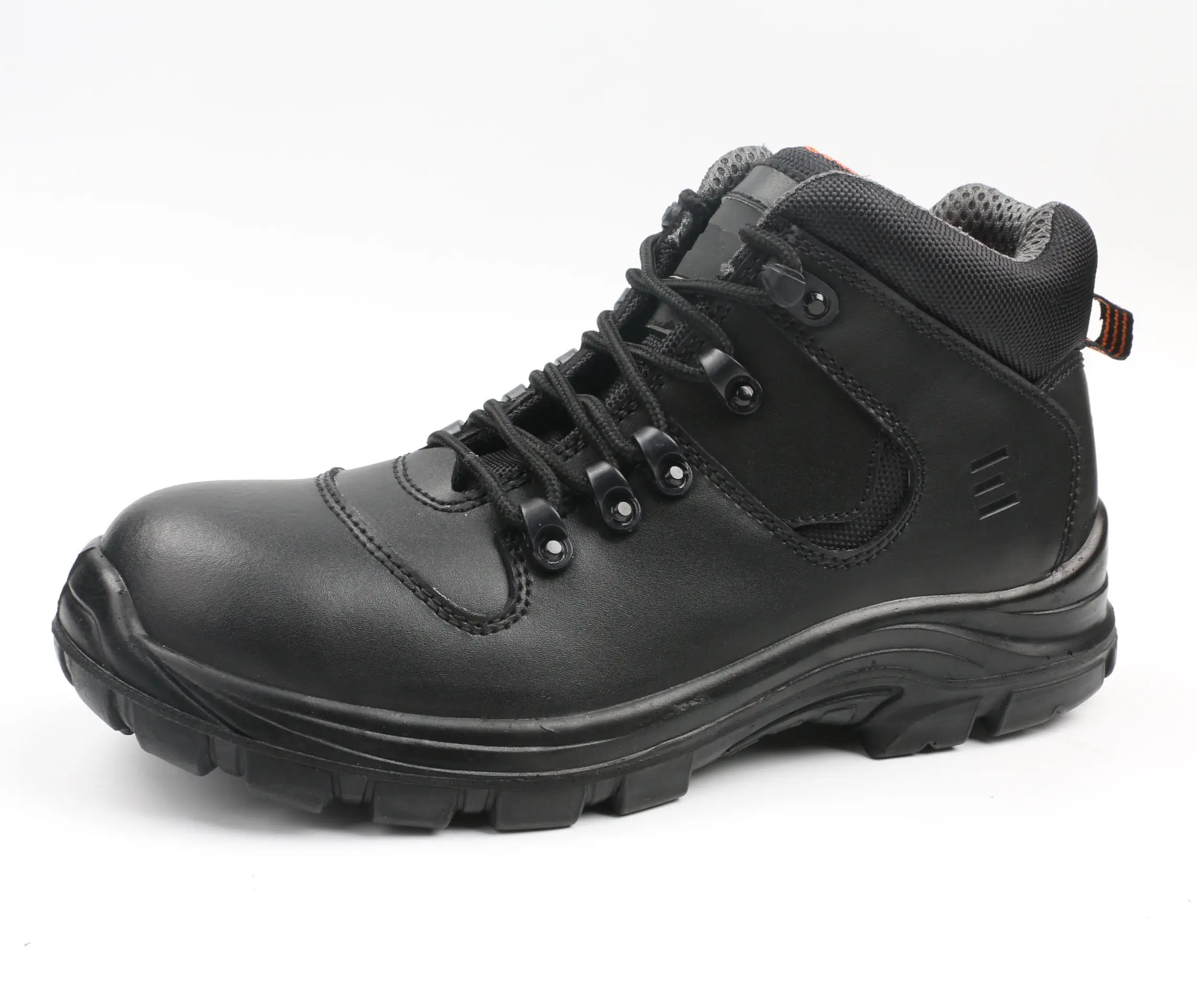 shock absorbed work cow smooth leather tactical combat steel toe shoes steel insert grey safety shoes / boots