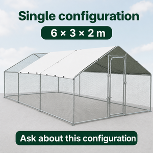 Grand enclos à poulets en métal massif, en <span class=keywords><strong>acier</strong></span> galvanisé, 6x3x2m, cage extérieure avec couverture imperméable, boîte verrouillable, tout inclus - Product Image 6