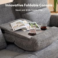 Sofá Reclinable Eléctrico con Masaje y Calor, Sofá Reclinable Eléctrico de Gravedad Cero con Consola y Puertos de Carga para Cine en Casa