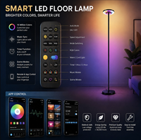 Lámpara de Pie LED RGB con Sincronización Musical, Cambio Dinámico de Color RGB+CCT, Luz Ambiental Dreamcolor, Control por Aplicación BT para Sala de Estar