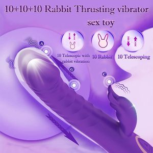 <span class=keywords><strong>Dildo</strong></span> portatile per adulti 10 modalità potenti orecchie di coniglio giocattolo realistico in Silicone Cordless giochi di spinta macchina viola - Product Image 3