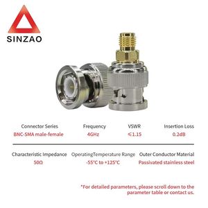 Wayiii DC-4GHz RF đồng trục Adapter <span class=keywords><strong>BNC</strong></span> Nam SMA nam thép không gỉ RF lò vi sóng thành phần hiệu suất cao kết nối đồng trục - Product Image 5