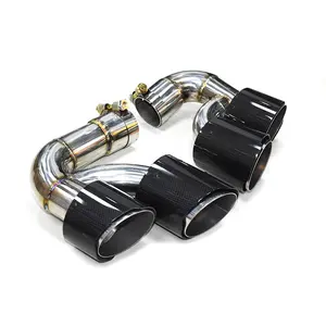 Black shiny stainless steel carbon fiber double-row four-outlet muffler exhaust system tail throat suitable for BMW X5 G05