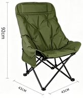 Fauteuil lune à dossier haut et rembourrage épais, 3 positions inclinables réglables, pliable et portable, pour le camping en plein air