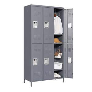 Armoire de rangement métallique grise à 6 portes et 72 pouces avec serrure pour la maison, la salle de sport, le bureau, l'école ou le garage - Product Image 1