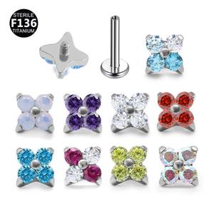 Pendientes de Titanio F136 para Boda, con Degradado y Circonita 5A, Piercing Labial y Helix con Rosca Interna, Joyería Corporal - Product Image 1