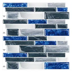 Eco-friendly Peel and Stick Backsplash for Kitchen Wall Tile Stick Self Adhesive Blue gray Mosaic Tiles stick on wall tile