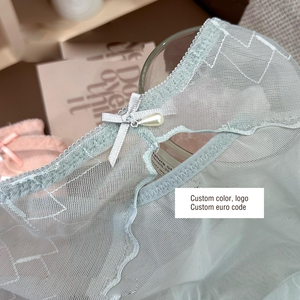 <span class=keywords><strong>Calzoncillos</strong></span> cómodos de malla de encaje Sexy para mujer al por mayor, <span class=keywords><strong>calzoncillos</strong></span> cómodos con diseño de lazo transparente sin costuras XL - Product Image 3