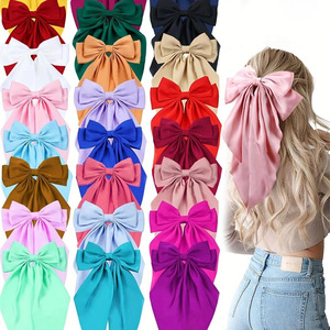 35 colores diseño seda satén negro blanco rojo Cinta Larga lazo grande mujeres niñas pasador primavera pinza para el cabello <span class=keywords><strong>Accesorios</strong></span> - Product Image 6