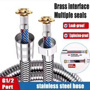 Tuyau de douche <span class=keywords><strong>flexible</strong></span> en acier inoxydable <span class=keywords><strong>extractible</strong></span> avec connecteur anti-explosion <span class=keywords><strong>pour</strong></span> chauffe-eau universels et pomme de douche - Product Image 1