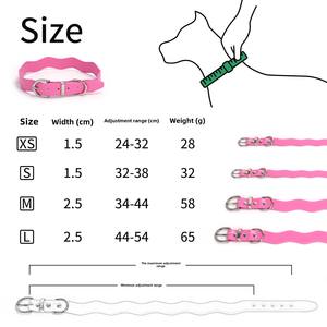 Accesorios de cuero Pu Collar de perro Macaron ajustable de gama alta en forma de onda especial banquete cinta de cumpleaños Collar de mascota sólido - Product Image 4