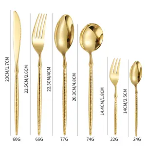 Alat makan emas keseluruhan disesuaikan sendok garpu perak dan Set sendok restoran desain emas alat makan hitam baja tahan karat 304