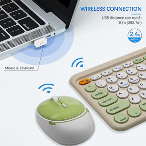 Cute Colorful Round Keys Retro Silent Compact Bt 2.4g High-end Scissor <b>Rechargeable</b> Keyboard and <b>Mouse</b> Combo - Product Image 5