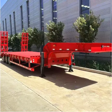 Air or mechanical suspension Hydraulic 3 axle payload 120tons truck trailer low bed semi trailer