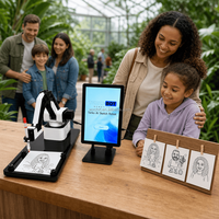 Installation d'un robot dessinateur pour centre scientifique de musée, artiste robotique interactif dessinant un portrait pour les touristes