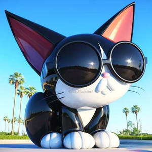 Lebensgroße Tierfigur aus Fiberglas und Kunstharz, Cartoon-Katze, für Gartendekoration, Parks und Einkaufszentren - Product Image 2