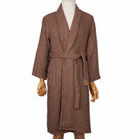 Peignoir en coton léger pour hôtel et spa, à col châle, pour femmes, longueur mollet, idéal pour l'hôtellerie et comme vêtement de nuit