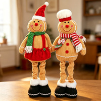 Muñeco de jengibre navideño transfronterizo de punto con piernas largas para hombres y mujeres, combinación de colores rojo y blanco, Super Fábrica en