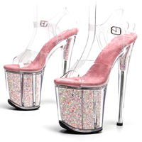 20CM / 8 pouces clair supérieur femmes mode haut talon plate-forme bride à la cheville sandale pôle chaussures de danse