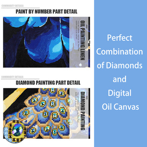 2023 nuevo producto moderno Pavo Real diamante pintura marco DIY aceite Digital pintura números lienzo soporte Base paisaje para adultos - Product Image 4
