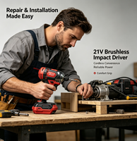 Perceuse-visseuse à percussion électrique sans fil PJE 21V avec batterie lithium-ion, 210 N.m, 3500 tr/min, moteur sans balais, pour usage industriel et bricolage