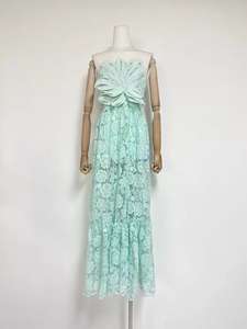 Vestido maxi casual <span class=keywords><strong>rosa</strong></span> A-Line A11494 con encaje, sin tirantes, sin espalda, <span class=keywords><strong>de</strong></span> punto, con patrón plano y lentejuelas, modelo <span class=keywords><strong>de</strong></span> imagen. - Product Image 4