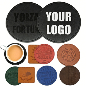 Low Cost Custom Drink Coasters PU Leather Tea & <b>Coffee</b> Mats with Embossed Logo <b>Printing</b> & Coining Options - Product Image 2
