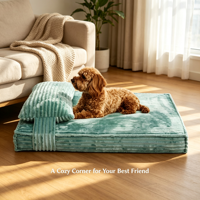 Coussin imperméable pour chien avec housse amovible lavable, matelas apaisant écologique en éponge, motif uni, tendance, taille XL pour chiens et chats