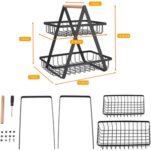 Hot Selling Accessories Matching <b>Kitchen</b> Cabinets Countertops Fruit Storage Basket <b>Kitchen</b> Picnic Basket Storage <b>Rack</b> - Product Image 3