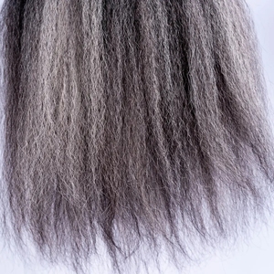 100g argento fasci di <span class=keywords><strong>capelli</strong></span> <span class=keywords><strong>capelli</strong></span> <span class=keywords><strong>capelli</strong></span> umani Ombre grigio <span class=keywords><strong>sale</strong></span> bianco e pepe colore crespo <span class=keywords><strong>capelli</strong></span> vergini dritti - Product Image 3