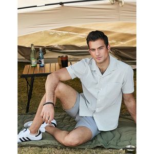 2025 <b>Men's</b> Casual Button Down Seersucker <b>Shirt</b> 100% Cotton Short <b>Sleeve</b> for Beach Summer Vacation Wedding <b>Long</b> <b>Sleeves</b> - Product Image 4