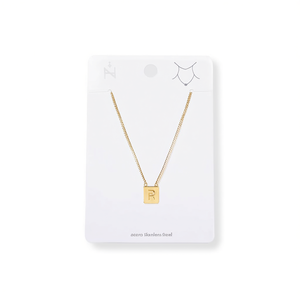 Collana in Acciaio Inossidabile con Ciondolo Lettera R 12x14cm, Charm in Acciaio, Gioielleria Fine - Product Image 1