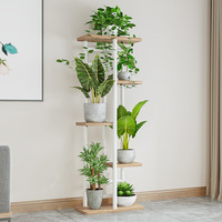 Supports de plantes d'extérieur en bois, ensemble de supports pour pots suspendus, décoration intérieure, présentoir à fleurs en métal à 5 niveaux
