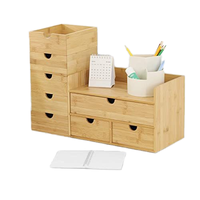 Estante organizador de escritorio de bambú duradero personalizado, cajón de almacenamiento de archivos, organizador de cosméticos, organizador de escritorio de bambú de lujo