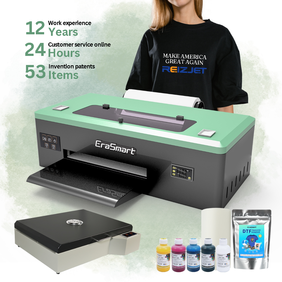 EraSmart Digital Textile T-Shirt 35cm A3 Size Transfer Printing DTF Printer Machine 1390 Pet Film 13Inch Impresora DTF Printer
