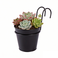 Pot Bunga Besi Finishing Matte dengan Braket Dinding Lepas Pasang, Planter Gantung Silinder Minimalis Ramah Lingkungan untuk Balkon dan Taman Rumah