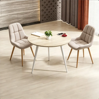 Ensemble de table et chaises de conférence circulaires en bois minimaliste pour bureau, 2 à 4 places, personnalisable pour la réception et les négociations