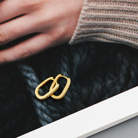 Pendientes de Aro Geométricos en Forma de U de Plata de Ley 925 con Diamantes de Alta Gama para Mujer, Lujo Ligero y Moda Personalizada