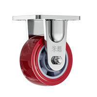 Roue pivotante en polyuréthane rouge de 4, 5, 6, 8 pouces avec noyau en PP, charge de 260 kg, frein pivotant, roue non marquante en acier pour chariot d'atelier
