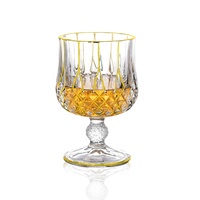 N15 Elegante 7-delige whiskykarafset met gouden strepen en korte proefglazen voor de presentatie van whisky & fijne dranken