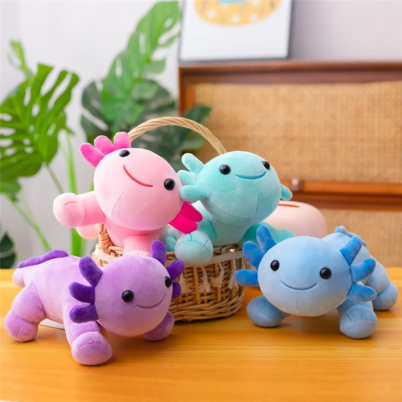 Wholesale Cute Mexican Axolotl Doll Plush Toy Cartoon Hexagonal Dinosaur Doll Kids Gift Salamander Peluche