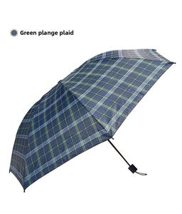 Parapluie pliant manuel en polyester et soie à carreaux, triple pliage, imperméable, protection solaire, vente en gros, 55cm*8k, pour hommes et femmes, usage professionnel - Product Image 1