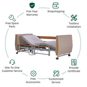 Cama Médica de Madera Tecforcare para Cuidado en el Hogar, Ancianos, Pacientes Mayores, Soporte para Sueros, Muebles de <span class=keywords><strong>Hospital</strong></span>, Cama para Pacientes para Uso Doméstico - Product Image 4