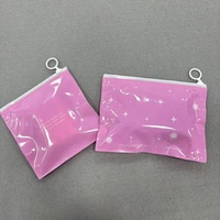 Bolsas de Plástico PVC Personalizadas, Color Rosa por Delante y Transparente por Detrás, para Empacar Joyería y Cosméticos, Bolsa Pequeña con Cierre y Logotipo