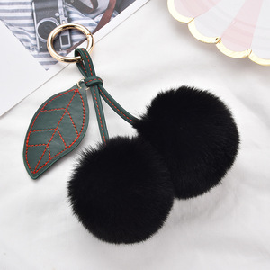 Vente en gros, <span class=keywords><strong>Mini</strong></span> boule de fourrure de cerise, <span class=keywords><strong>pompon</strong></span>, porte-clés, boule en peluche, accessoires de sac à main, pendentif - Product Image 5