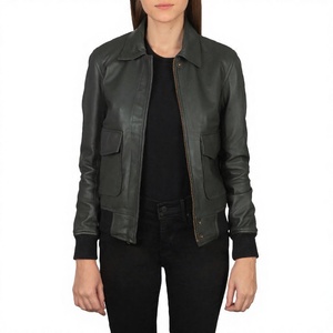 <b>Leather</b> <b>Jacket</b> <b>Women</b> Men Unisex <b>Moto</b> Biker Style Stand Zipper Front Solid Color Slim Fit Winter Waterproof Eco-Friendly Quick - Product Image 1