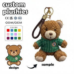Peluches personnalisées en coton PP, ours en peluche avec logo, porte-clés, jouet à capuche, doublure en maille, brodé, faible MOQ, OEM ODM, peluche animale - Product Image 1