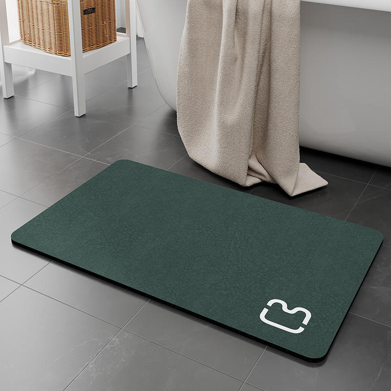 Tapis de bain en terre de diatomées nouvelle génération - tête de chat vert foncé