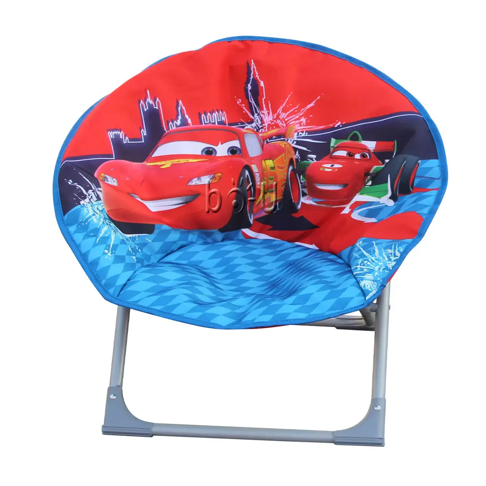 Veludo personalizado crianças menino carro homem Lua Cadeira Camping Acoplado Confortável Metal Dobrável Cozy Indoor Saucer Chair